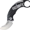 Krudo SNAG X Framelock Black Aluminum Karambit Finger Ring Folding Knife 344