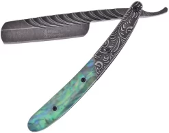 Frost Cutlery Abalone Handle Folding Black Stonewash Finish Blade Razor SW177AB