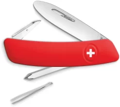 Swiza J02 Junior Button Lock Screwdriver Tweezers Red Handle Multi-Tool 211001