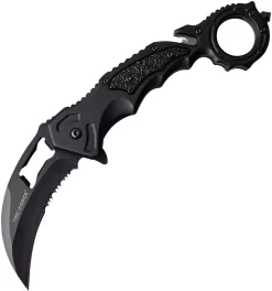 Tac Force Karambit Linerlock A/O Black Handle Finger Ring Folding Knife 972BK