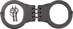 UZI Black Hinged Double Lock Steel Police & Personal Security Handcuffs HCHB