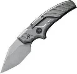 We Knife Typhoeus Folding Push Dagger Knife Gray Titanium CPM-20CV W/ Sheath 21036B2