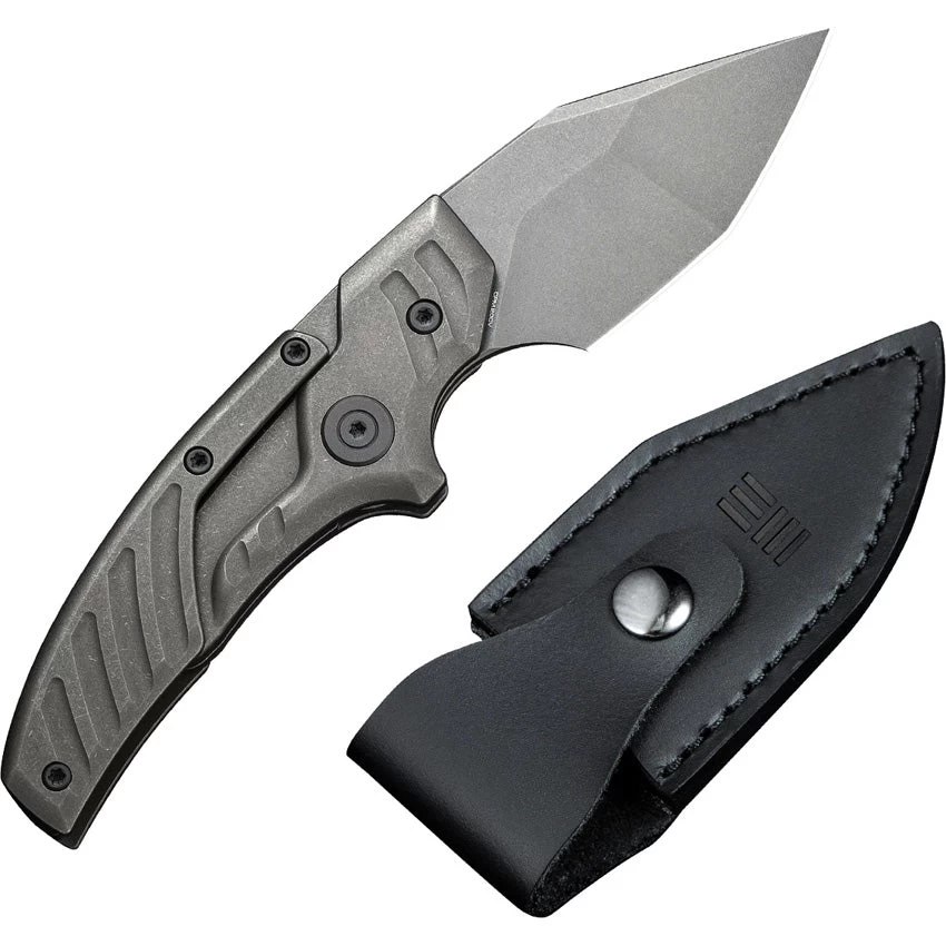We Knife Typhoeus Folding Push Dagger Knife Gray Titanium CPM-20CV W/ Sheath 21036B2 - Image 3