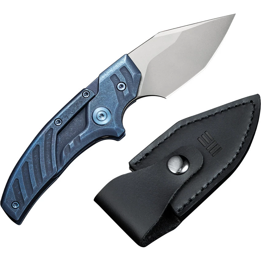We Knife Typhoeus Folding Push Dagger Knife Blue Titanium CPM-20CV W/ Sheath 21036B3 - Image 3