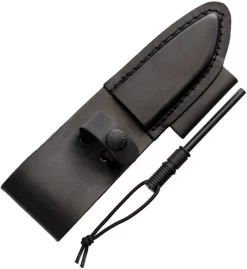 Schrade Black Leather Fixed Blade Fits Most 3-4" Knives Sheath W/ Ferro Rod LS56