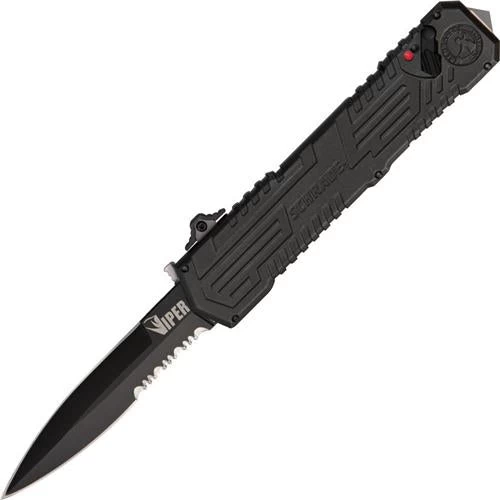 Schrade Viper Out The Front 3rd Generation Serrated Blade Black Knife OTF3BS - Image 2